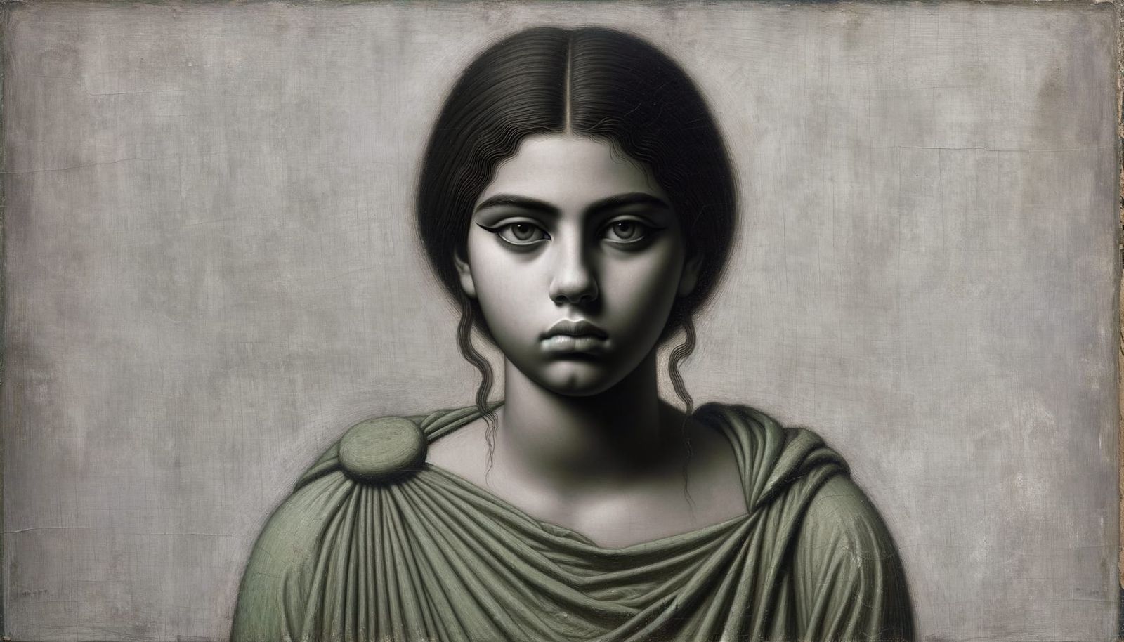 In the style of the Fayyum portraits, young ancient Greek wo...