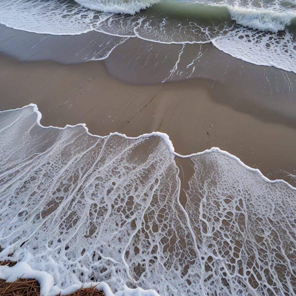 Icy Winter Beach Scene with Frost