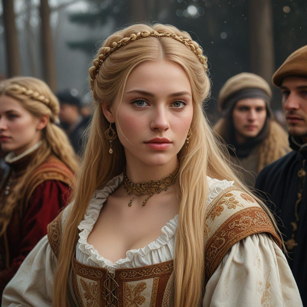 Goal: Renaissance oil painting. Head and shoulders portrait (of Shelyn)