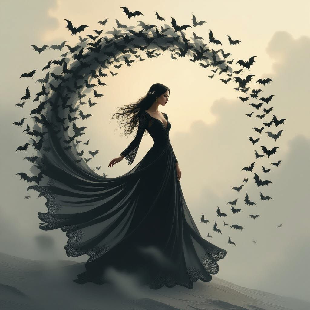 In a swirling storm of bats  by @Heba