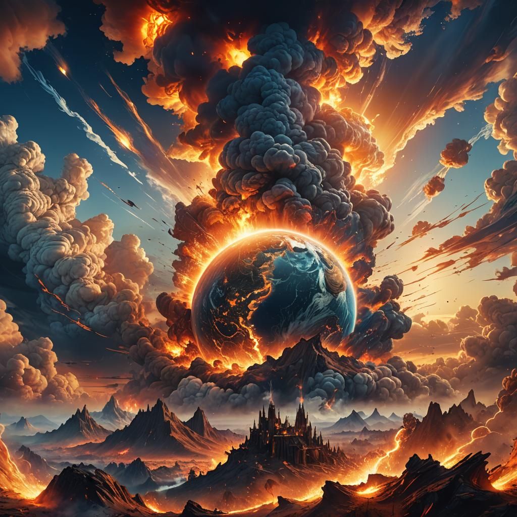 Burning Sky with Radiant Earth: Digital Matte Painting