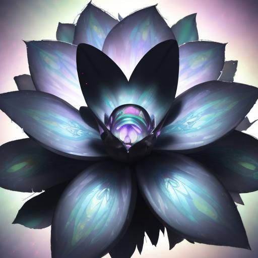 Surreal multi chromatic holographic blue flower with hologra...