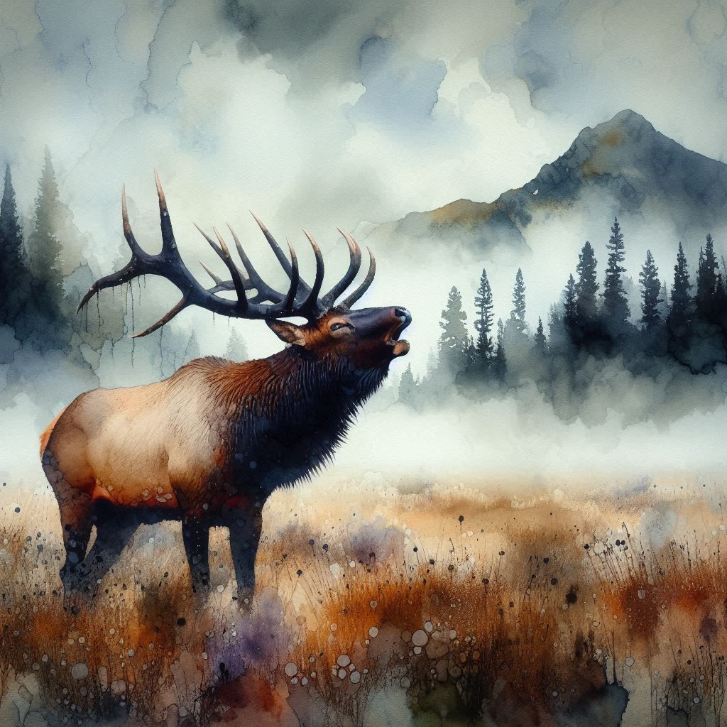 "The bugle of the bull elk ,,,"