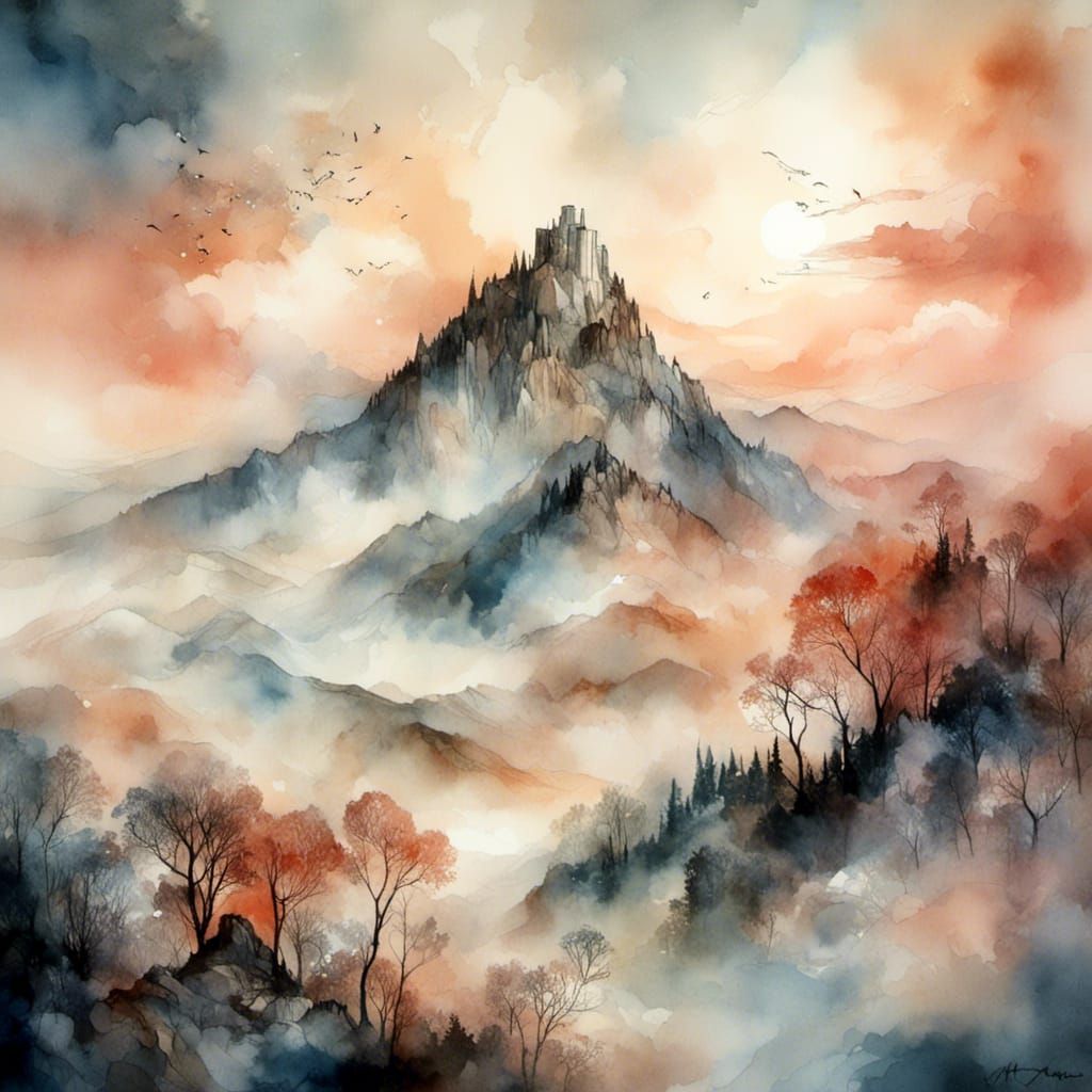 Mount Olympus at dawn <lora:DreamWash:1.0> 