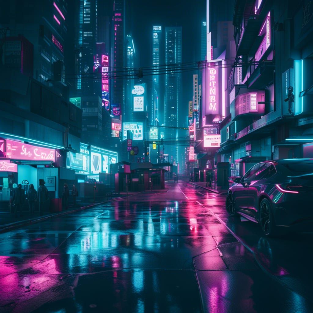 abstract cyberpunk city, night neon lights, Shot on 50mm lens, Ultra ...