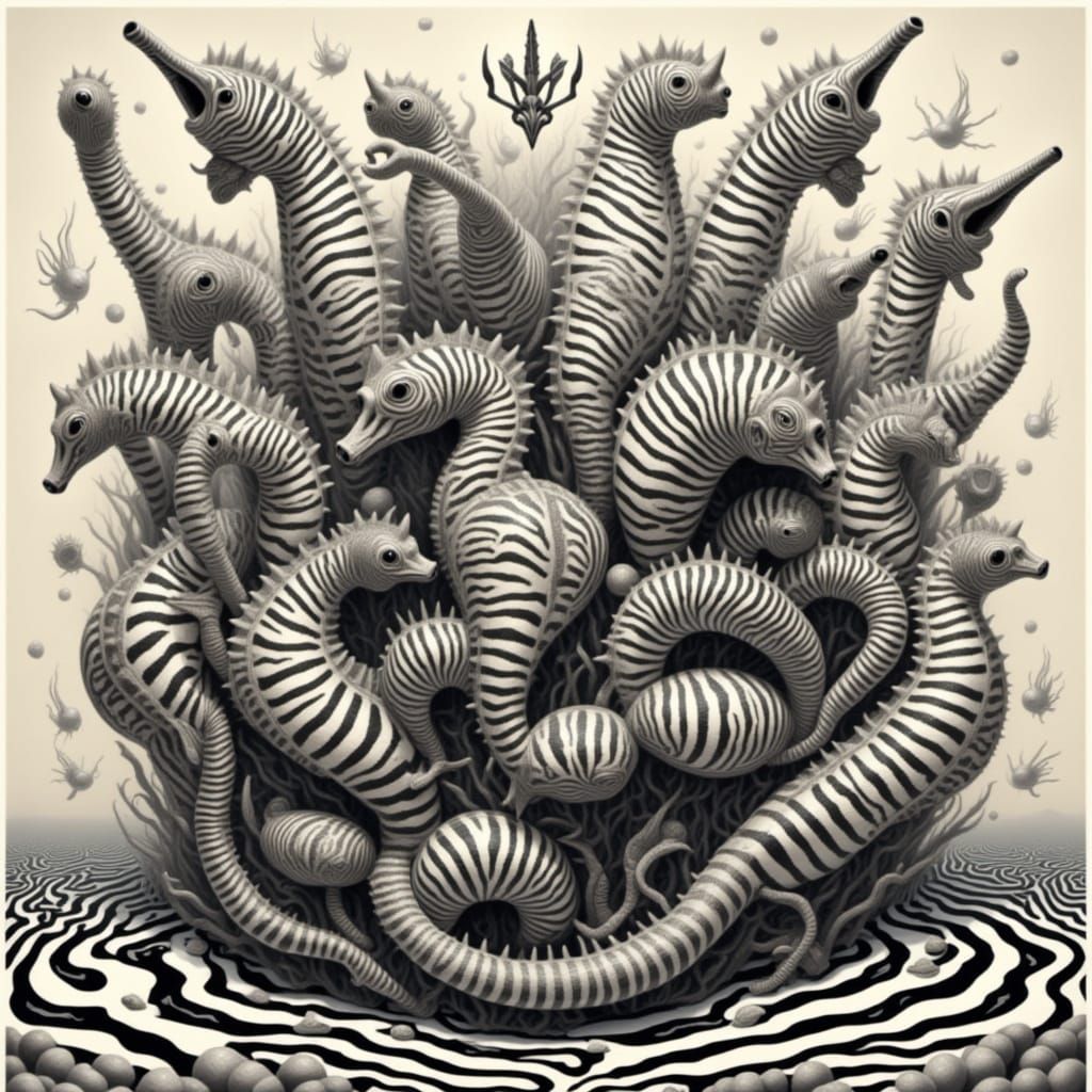 <lora:ZZ ZEBRAPUNK V3:1.0> Seahorse race