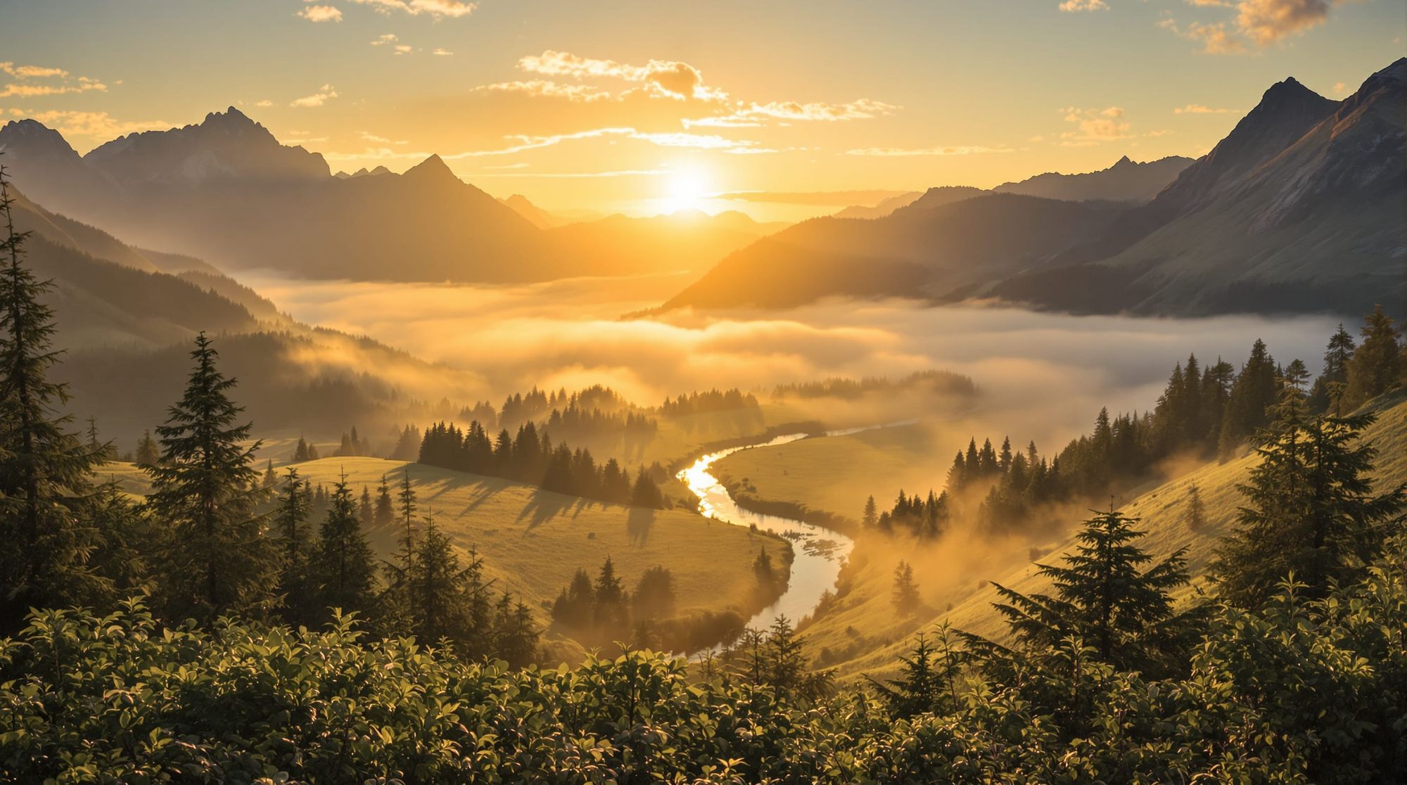 First Light in the Alpine Valley