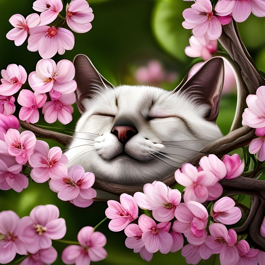 Sakura Sleeping in a Cherry Tree - AI Generated Artwork - NightCafe Creator