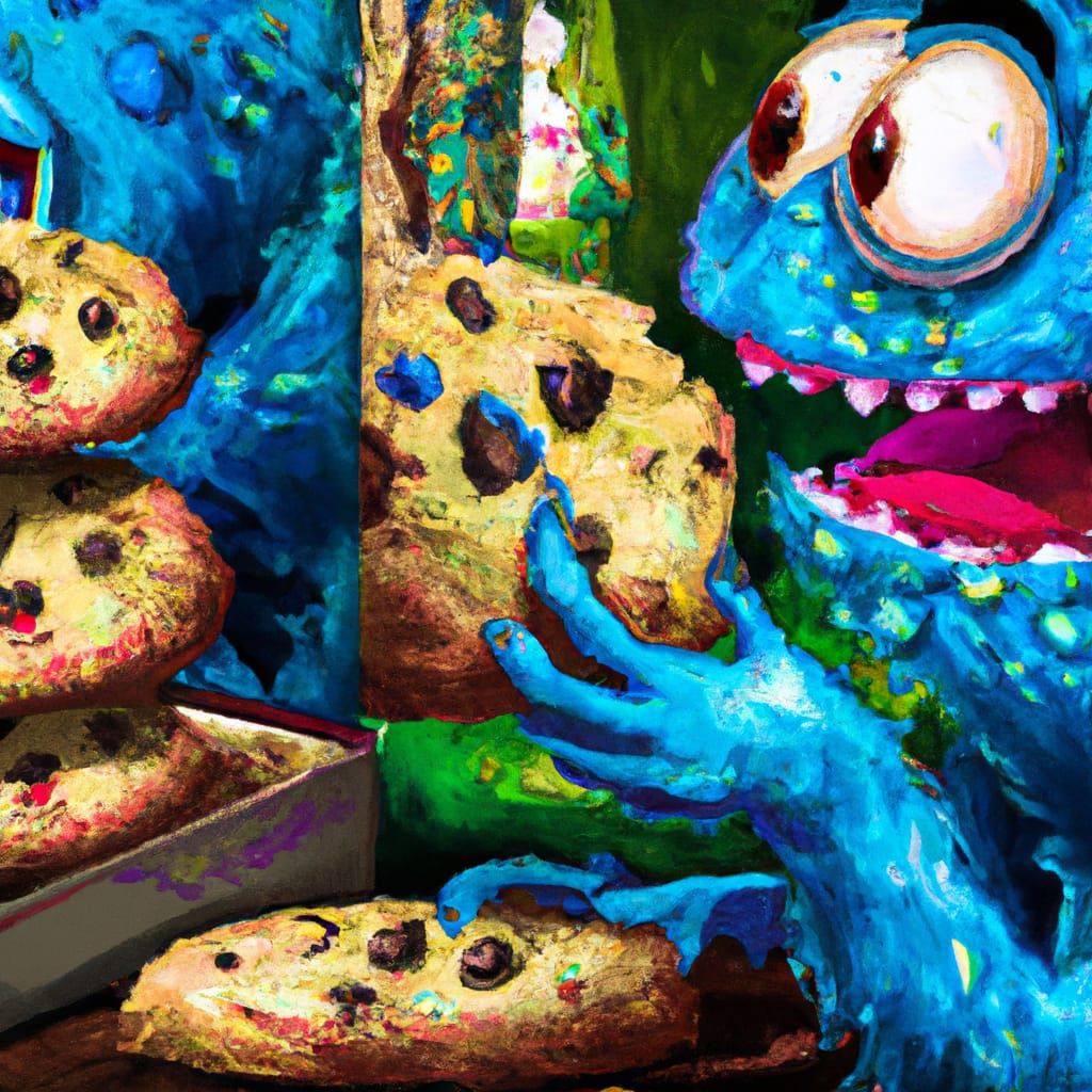 Cookie Monster eats the WRONG cookies, intricately detailed ...