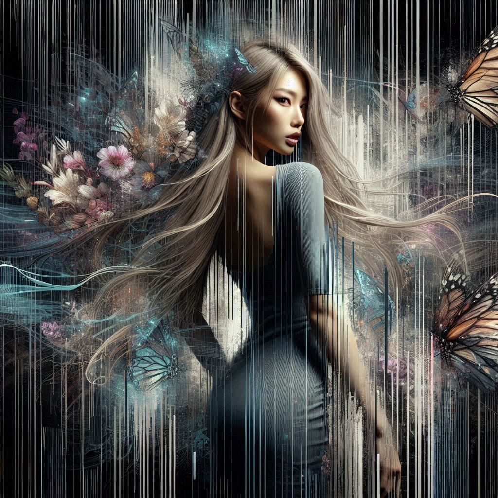 Mysterious asian woman with  fitted dress