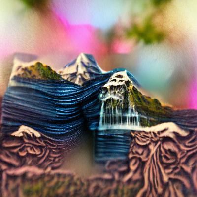 Waterfall and mountains by Greg Rutkowski James Gurney gothi...