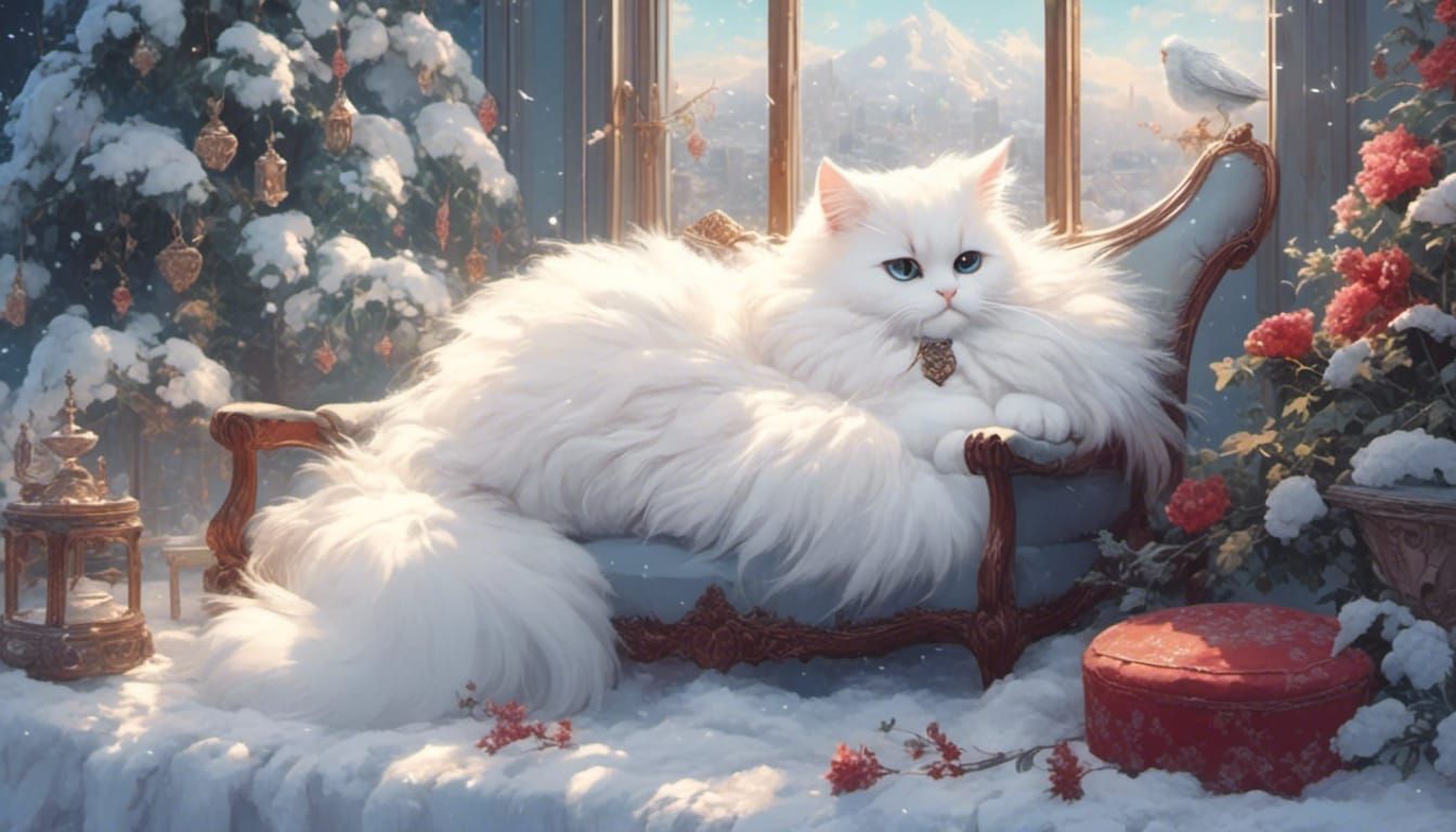 <lora:eye:1.0> adorable, cute, big eyed fluffy white cat sit...