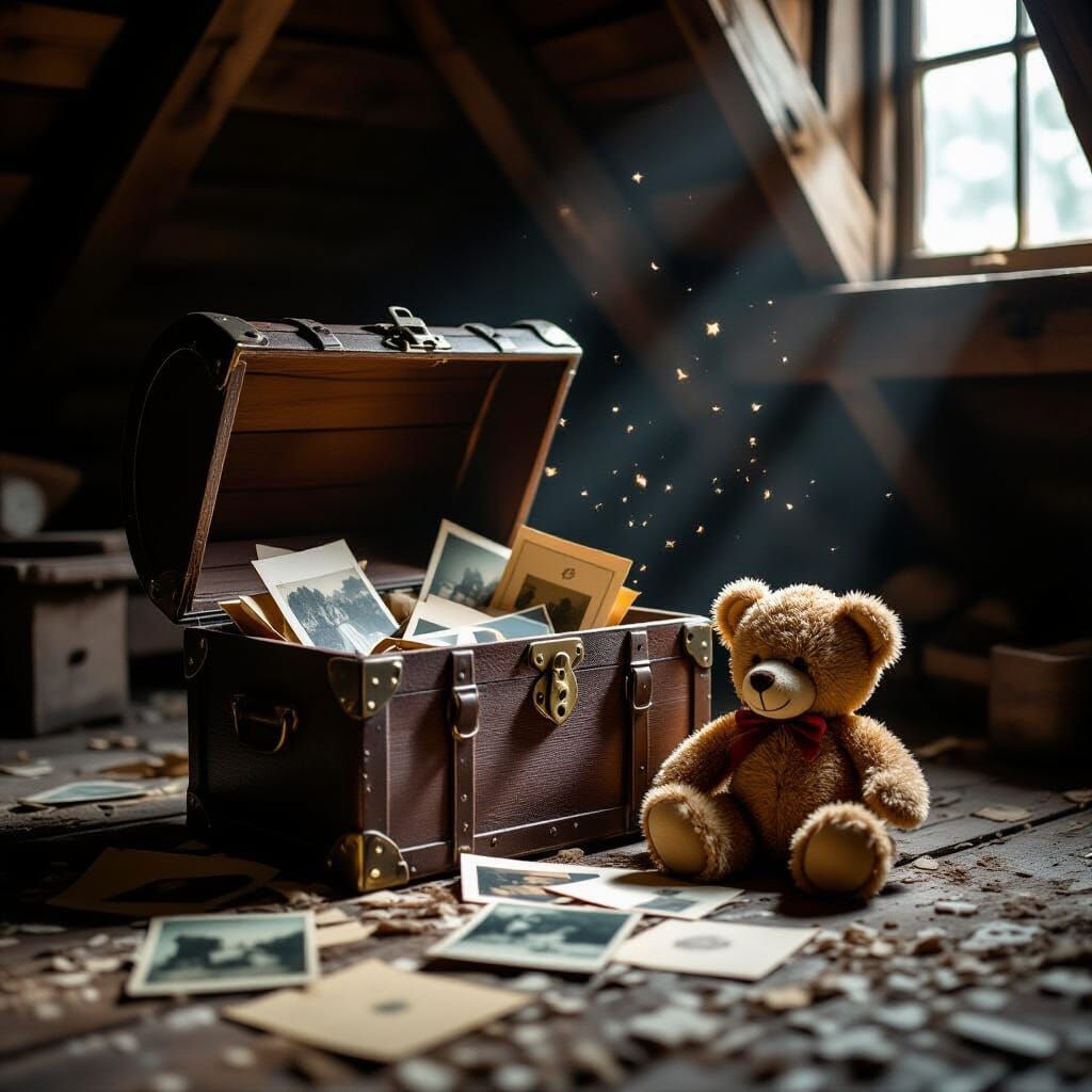 Nostalgic Treasure Chest in Dusty Attic