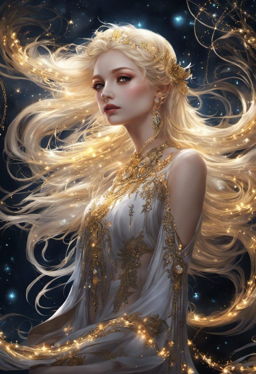 Glittering Blonde Hair in Fantasy Graffiti Art