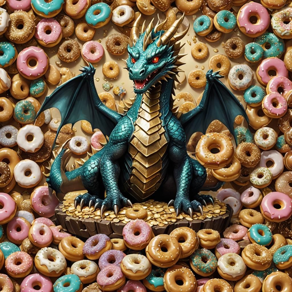 an image of a majestic dragon perched atop a pile of treasur...