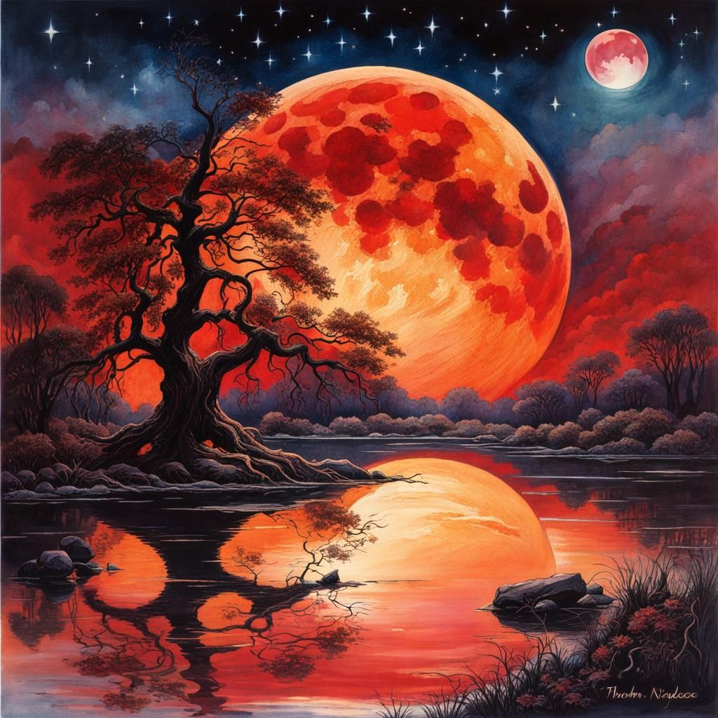 Red moon  by @Ai in training