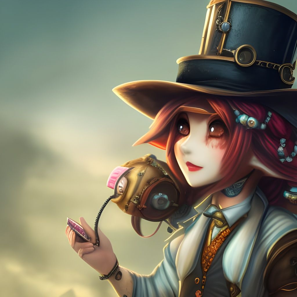 Steampunk woman hatter