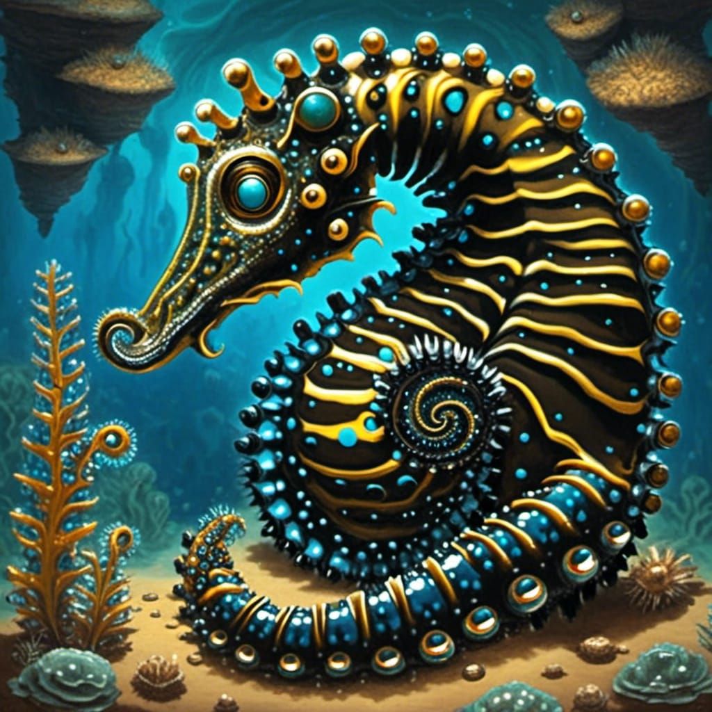 <lora:Ferrofluid Factory:1.0> Seahorse 