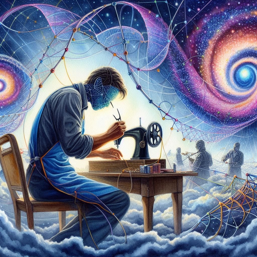 Quantum reality tailors stitching dimensional fabrics