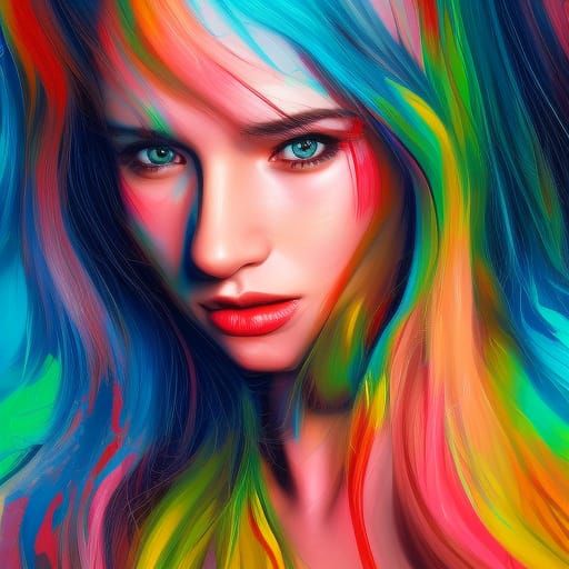 Rainbow girl - AI Generated Artwork - NightCafe Creator