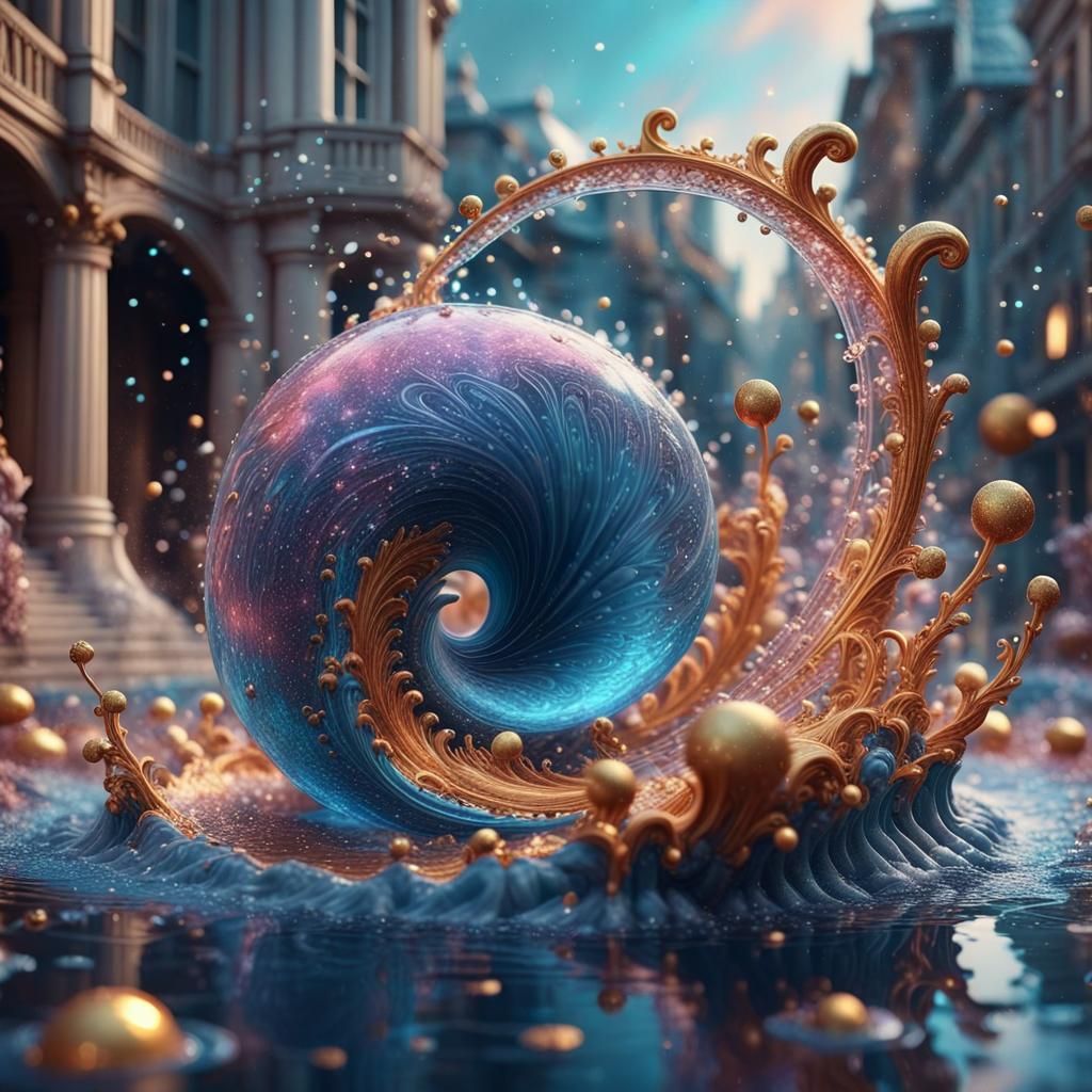 Epic Asymmetrical 3D Scene in Hyperrealistic Style