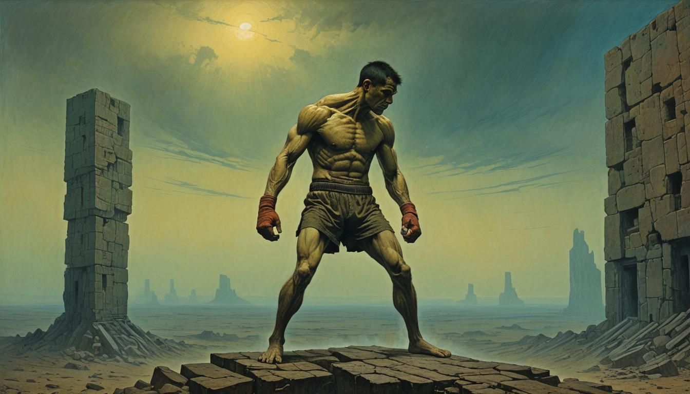 "The Boxer" by James Gurney Zdzisław Beksiński / colorful