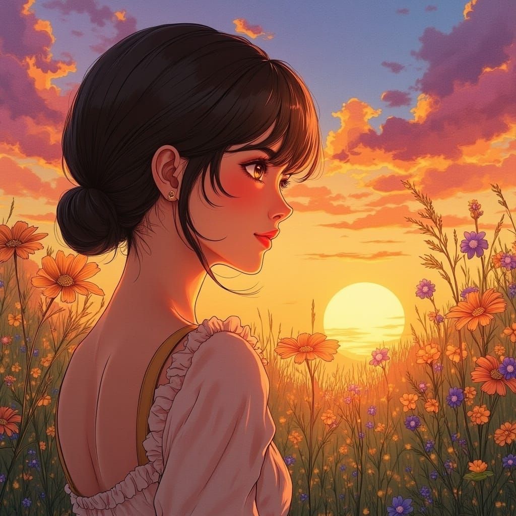 <lora:Optical Odysseys:1.0>portrait of a watercolor painting with a woman looking at a sunset, big strokes, painting, hyper realistic, fanta...