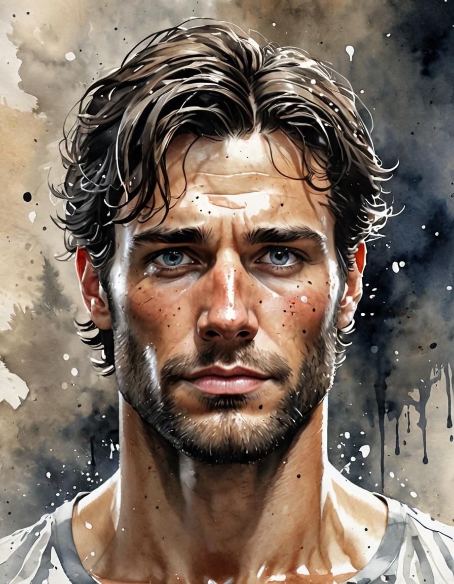 A wet-wash watercolour of the most handsome guy in the entir...