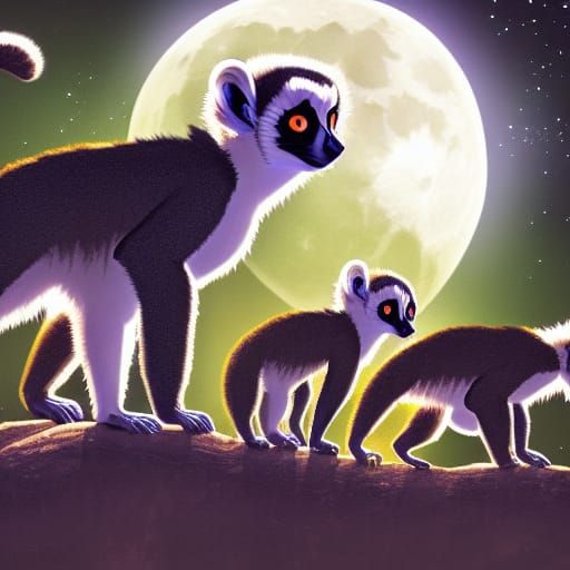 Madagascar lemurs dance by the light of the moon undefined
