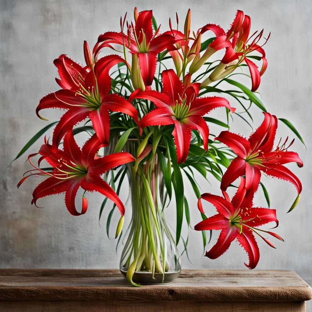 " A Bouquet of Red Lillies