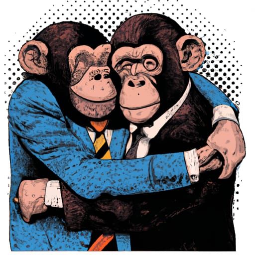 The chimpanzee hug - AI Generated Artwork - NightCafe Creator