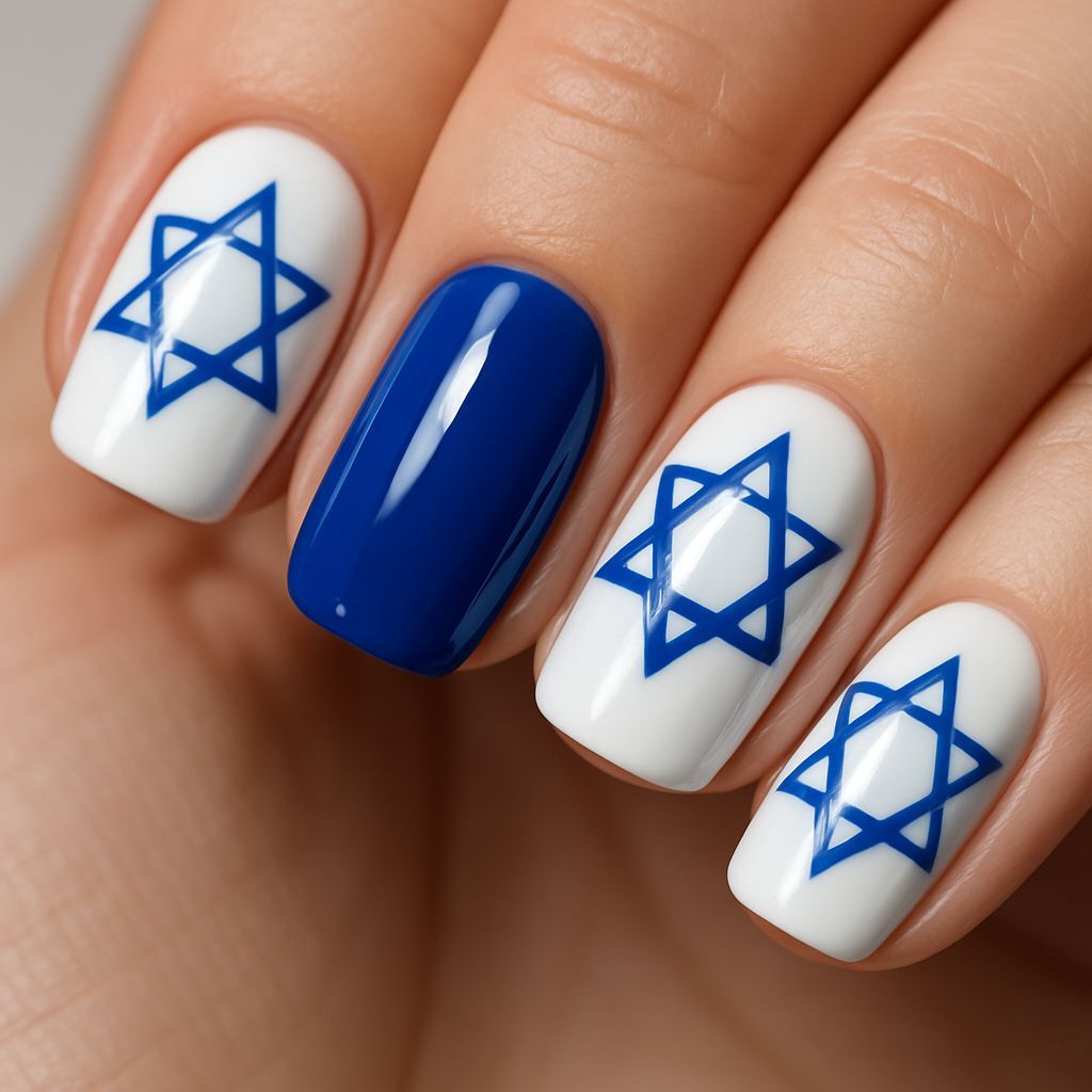 Elegant Star of David Nail Art Design
