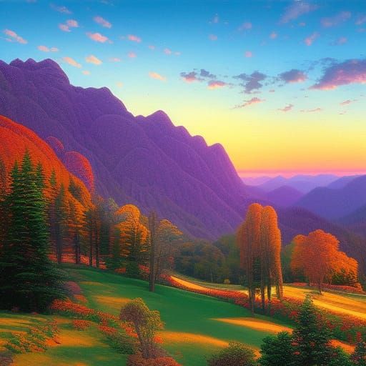 Sunrise over the mountains Kodak Ektar prehistoricore stygian cel