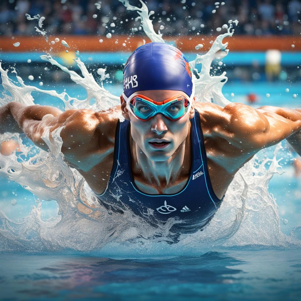 Swimmer practising for Paris Olympic - AI Generated Artwork - NightCafe ...