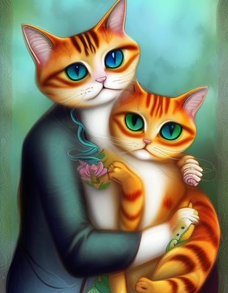 Cutest Cuddling Cats; Sampling method: K_EULER - AI Generated Artwork ...