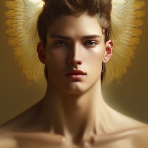 Extravagant angelic super male model princes of heaven gold ...