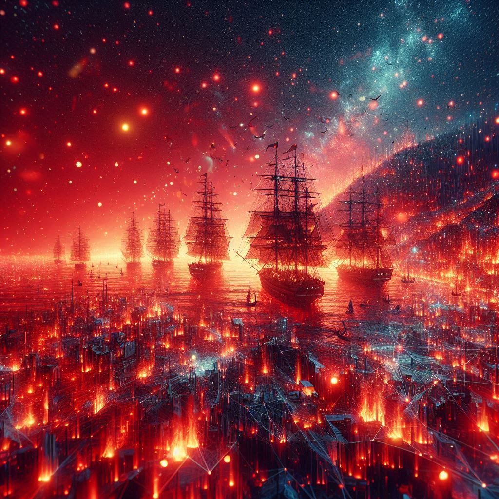 Ablaze on a sea of embers