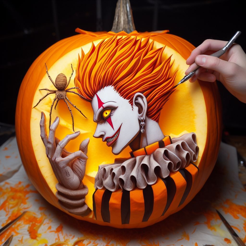 Pumpkin Carved Hisoka from Hunter X Hunter
