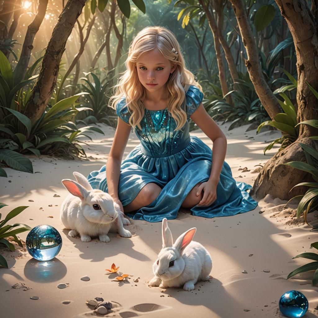 bambina con i conigli