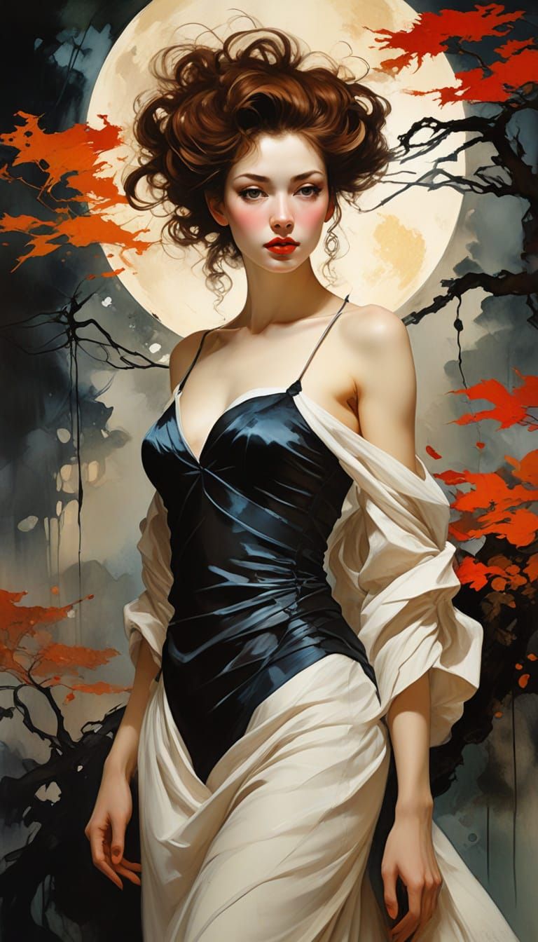 Dreamlike Moonlit Garden Scene in Vibrant Impressionist Styl...