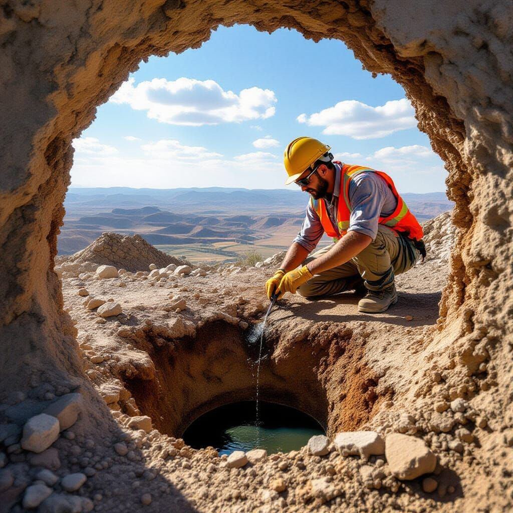 Surreal Hamster Peeking From Hole in Ground