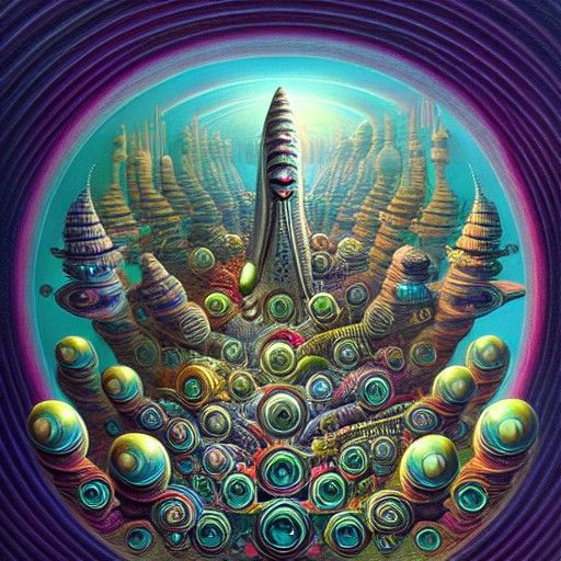alien city by naoto hattori ,maximalist, hyperdetailed,cente...
