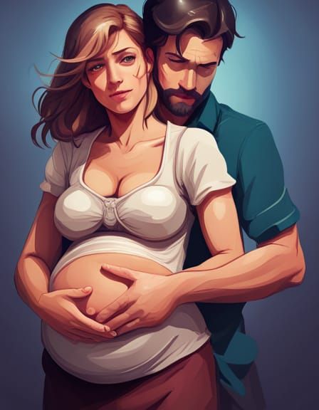 Father hugging pregnant mother - sweet burden  by @Nataliea
