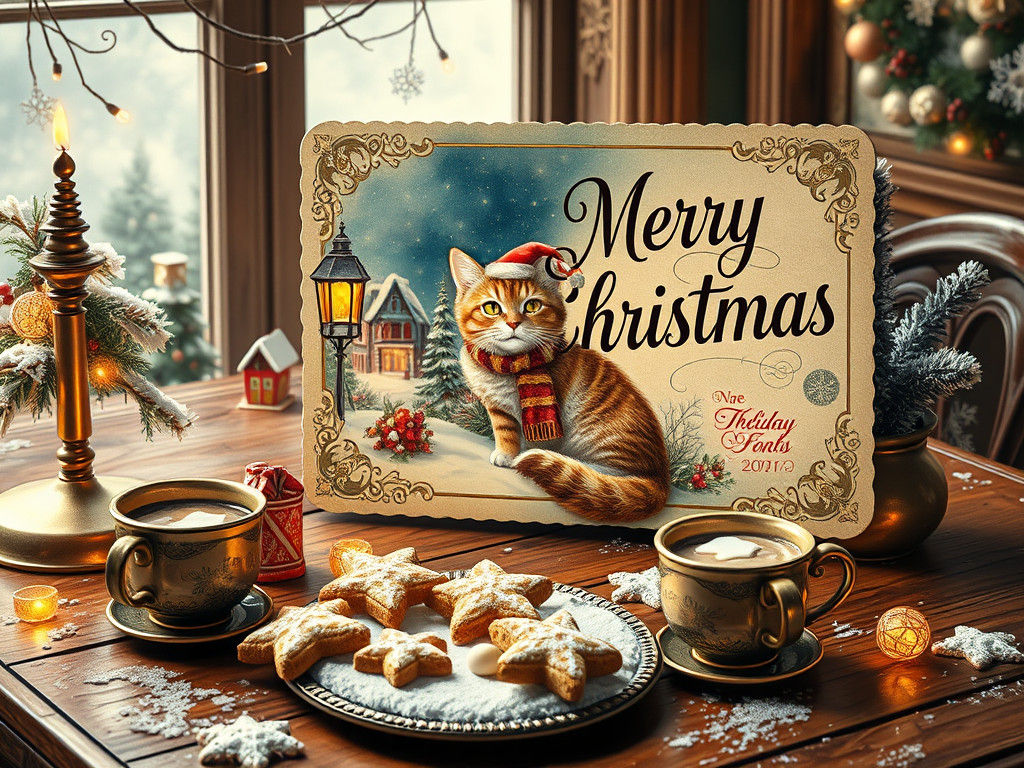 Purrfect Vintage Holiday Postcard   by @Yulia 
