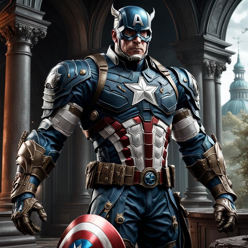 Venom Captain America, symbiont armor, oversized rococo armo...