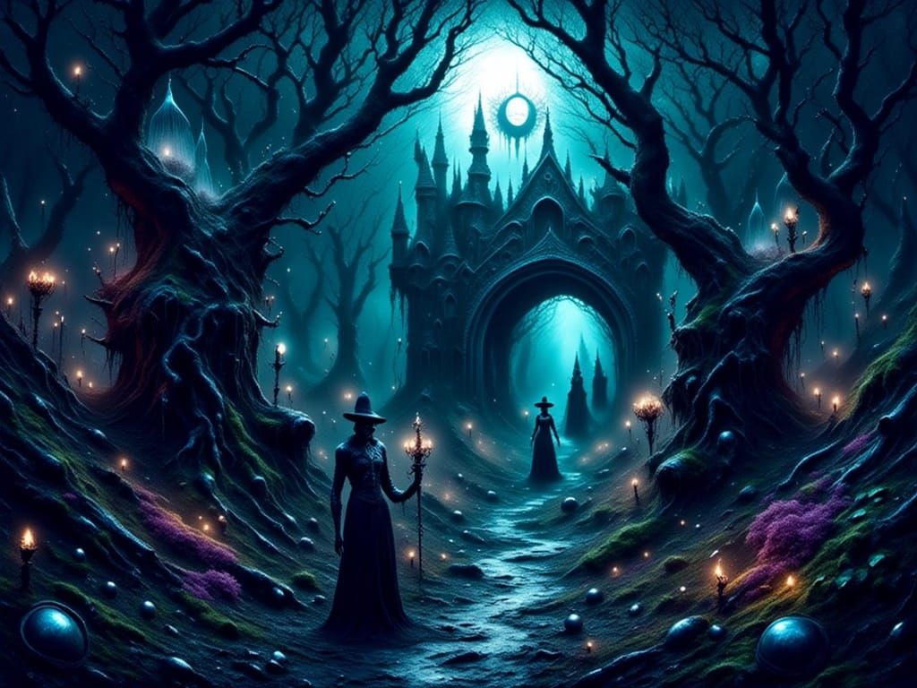 Mystical Occult Garden in 2D Pixel Art