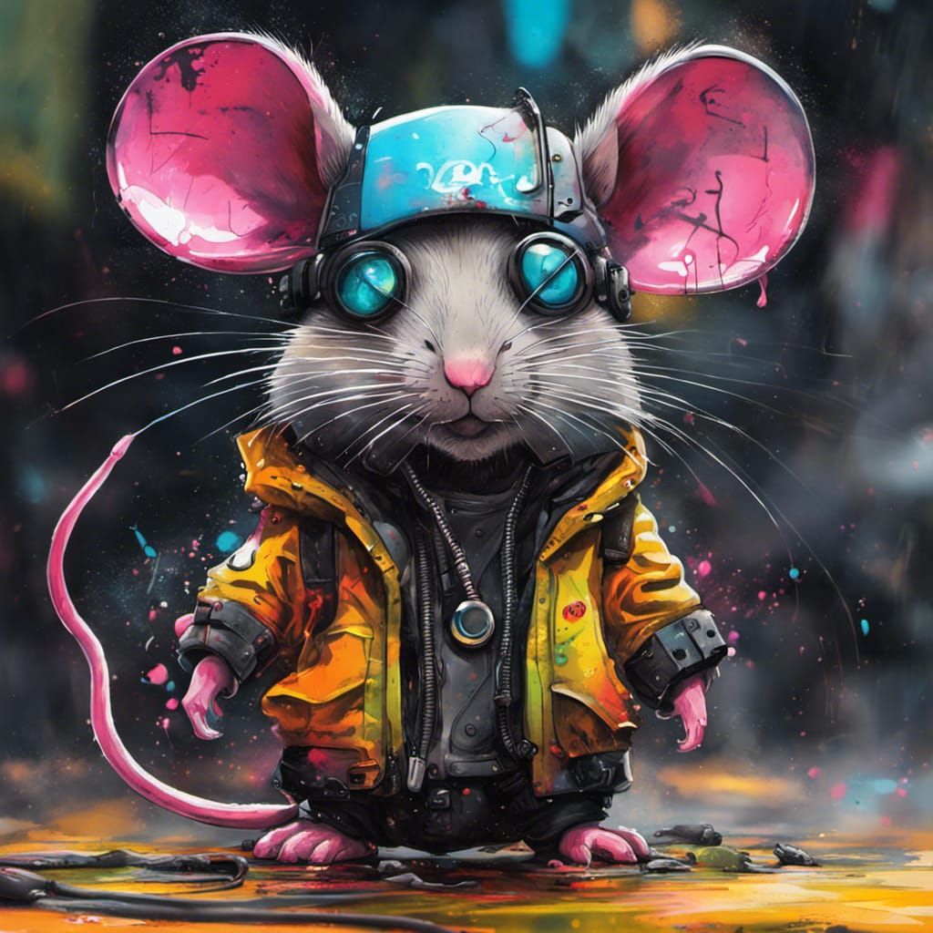 cute little cyberpunk mouse