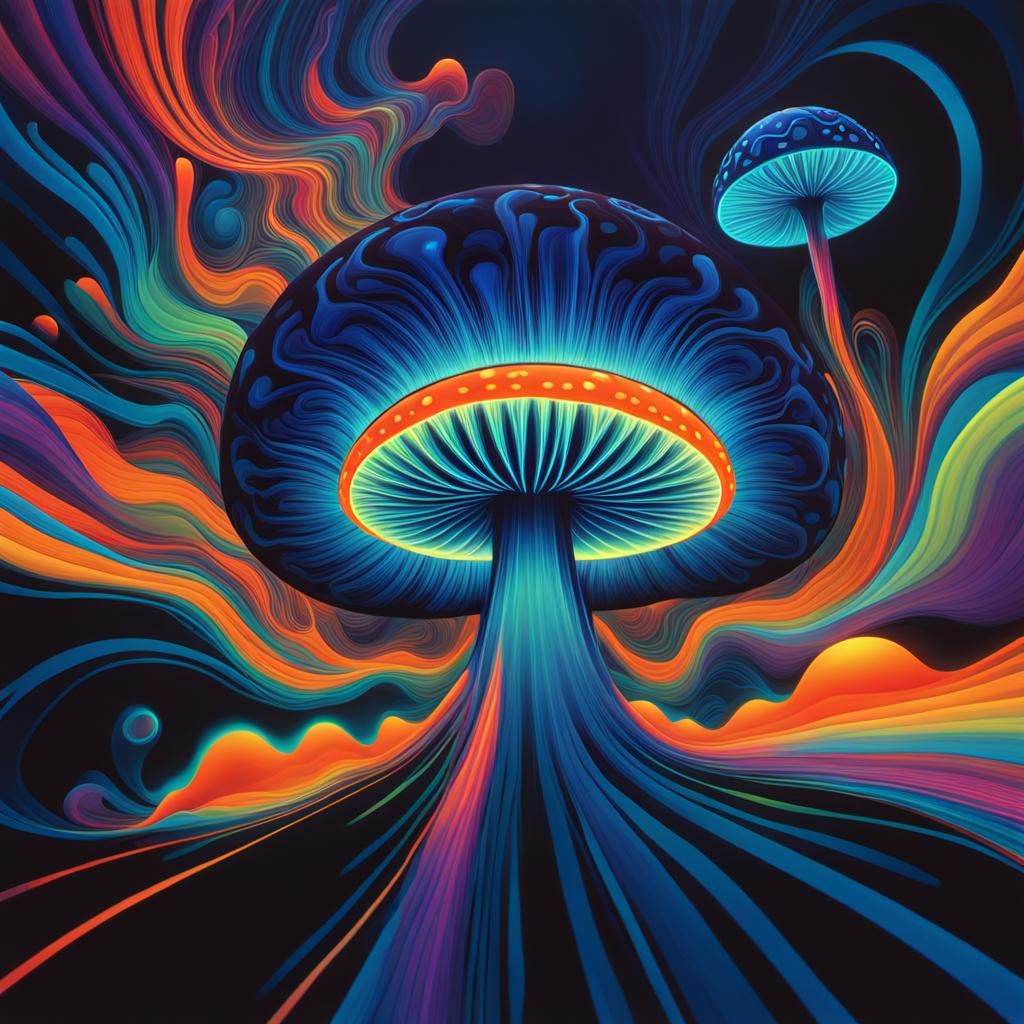 Christmas Psychedelic puffin bird with deer antlers on their head 