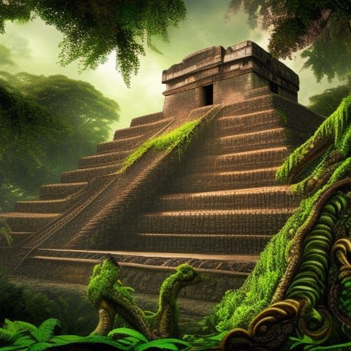 Mayan temple in the jungle - AI Generated Artwork - NightCafe Creator