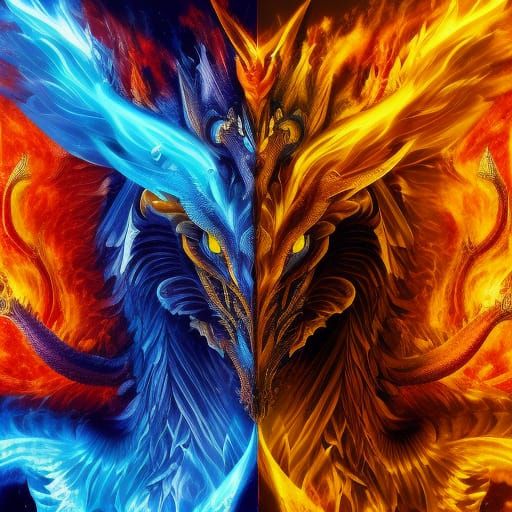 Yellow fiery rainbow flaming dragon of thunder - AI Generated Artwork ...